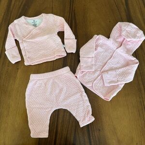 HonestBaby Girl Bundle Pink Quilted Set, Organic cotton size 0-3M